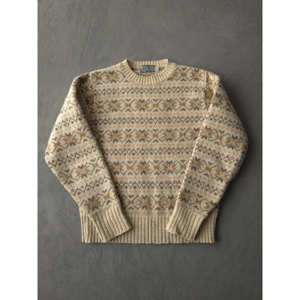 Vintage 1970s Craftcentre Pure New Wool Beige Crewneck Sweater Britian M Women's